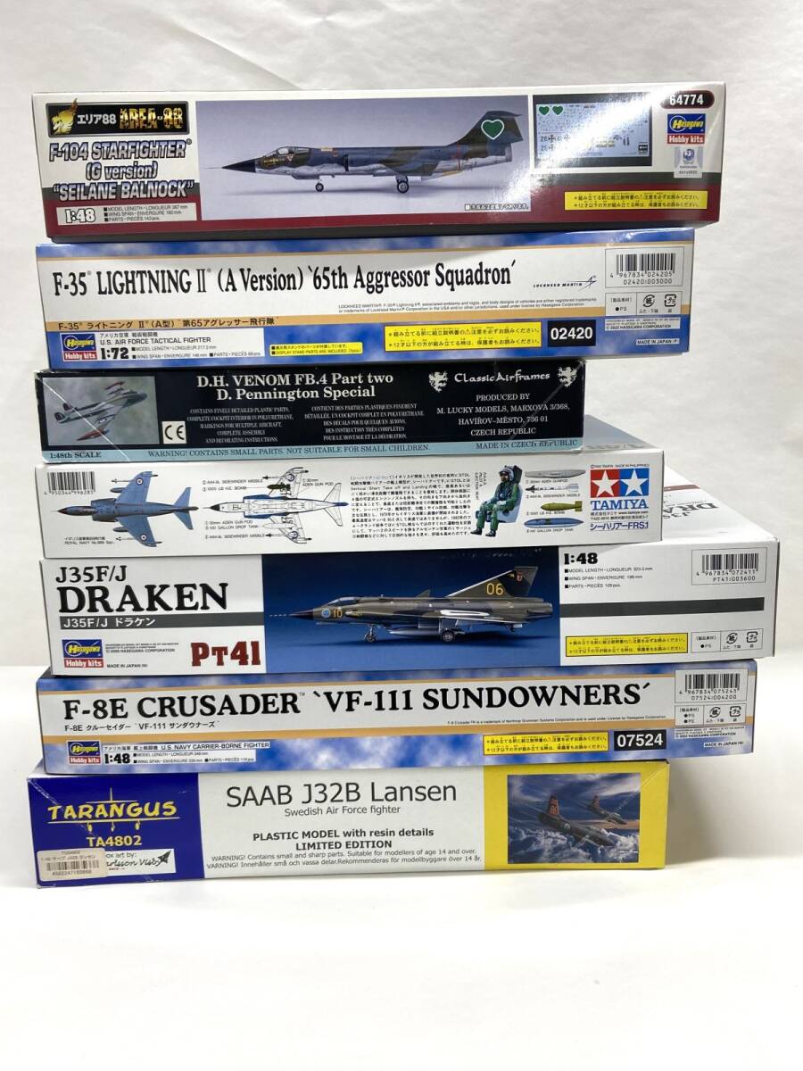 【D513】新品 未組立 タミヤ ハセガワ 戦闘機 7箱 まとめ売り 海外 外国 サンダウナーズ/ドラケン/ライトニングなど レトロ プラモデル_画像8