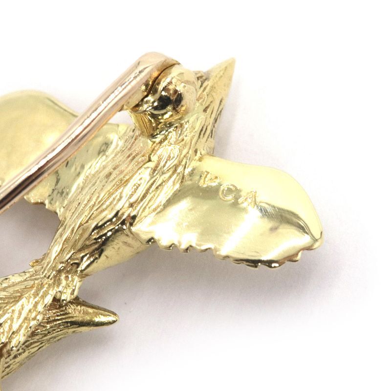  Van Cleef & Arpels bird брошь бриллиант оникс K18YG новый товар с отделкой желтое золото птица узор 2 перо б/у бесплатная доставка 