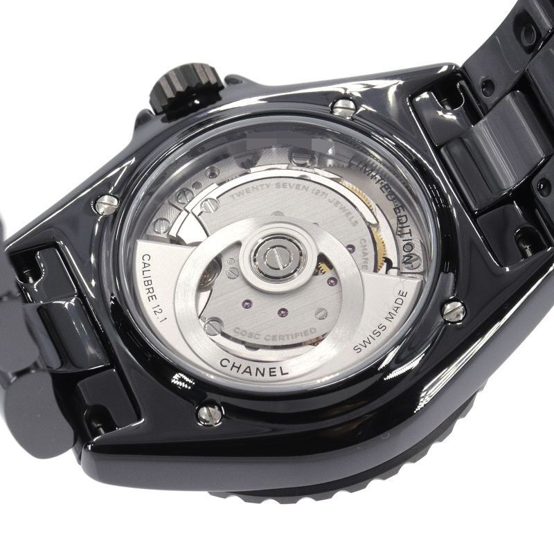 [3年保証] シャネル メンズ J12 ウォンテッド ドゥ シャネル H7418 38mm 限定生産 ブラックセラミック 自動巻き 腕時計 中古 送料無料_画像4