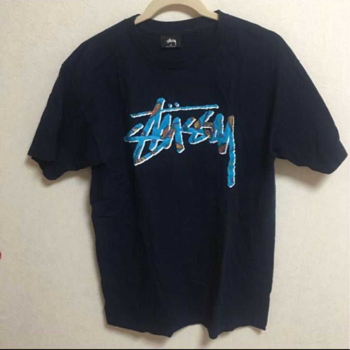 STUSSY Tシャツ stussy ロゴ ネイビー 紺色 半袖 ストューシー Mサイズ表記(メンズL程度) ストリート