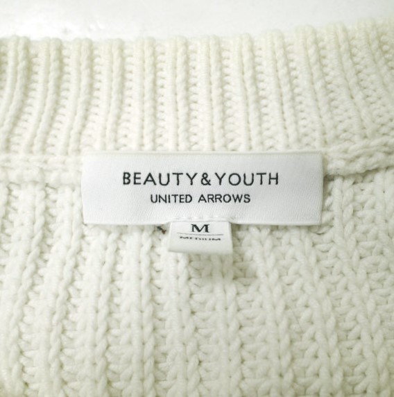 BEAUTY＆YOUTH UNITED ARROWS ビューティーアンドユース バルキーアゼニット 1213-105-3569 M ホワイト セーター クルーネック g13587_画像3