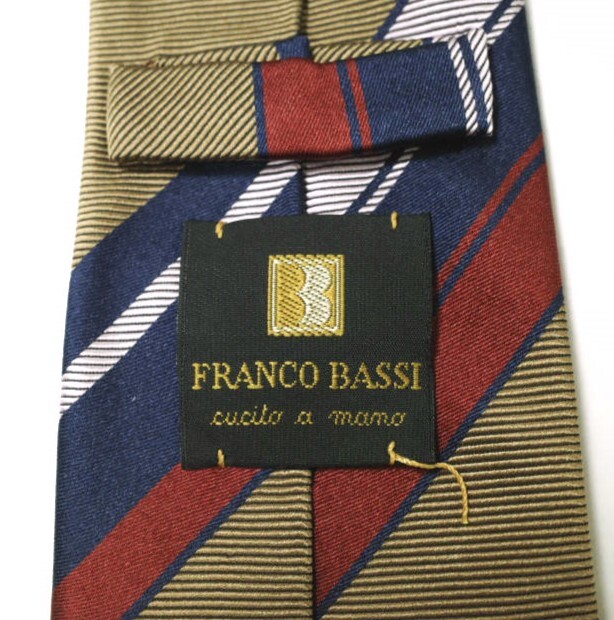 FRANCO BASSI フランコバッシ イタリア製 レジメンタルシルクネクタイ ゴールド g15871_画像6