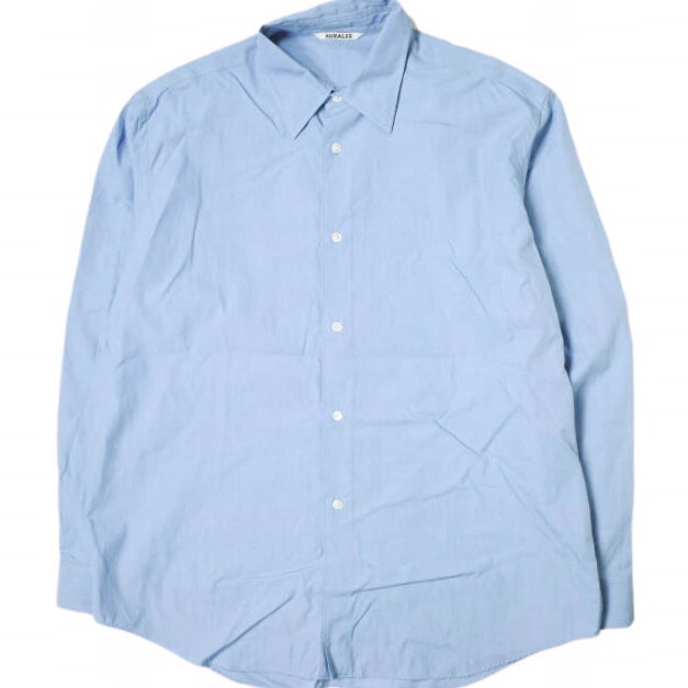 AURALEE オーラリー 23AW 日本製 WASHED FINX TWILL SHIRT ウォッシュドフィンクスツイルシャツ A23AS01TN 5 BLUE 長袖 トップス g15995_画像1