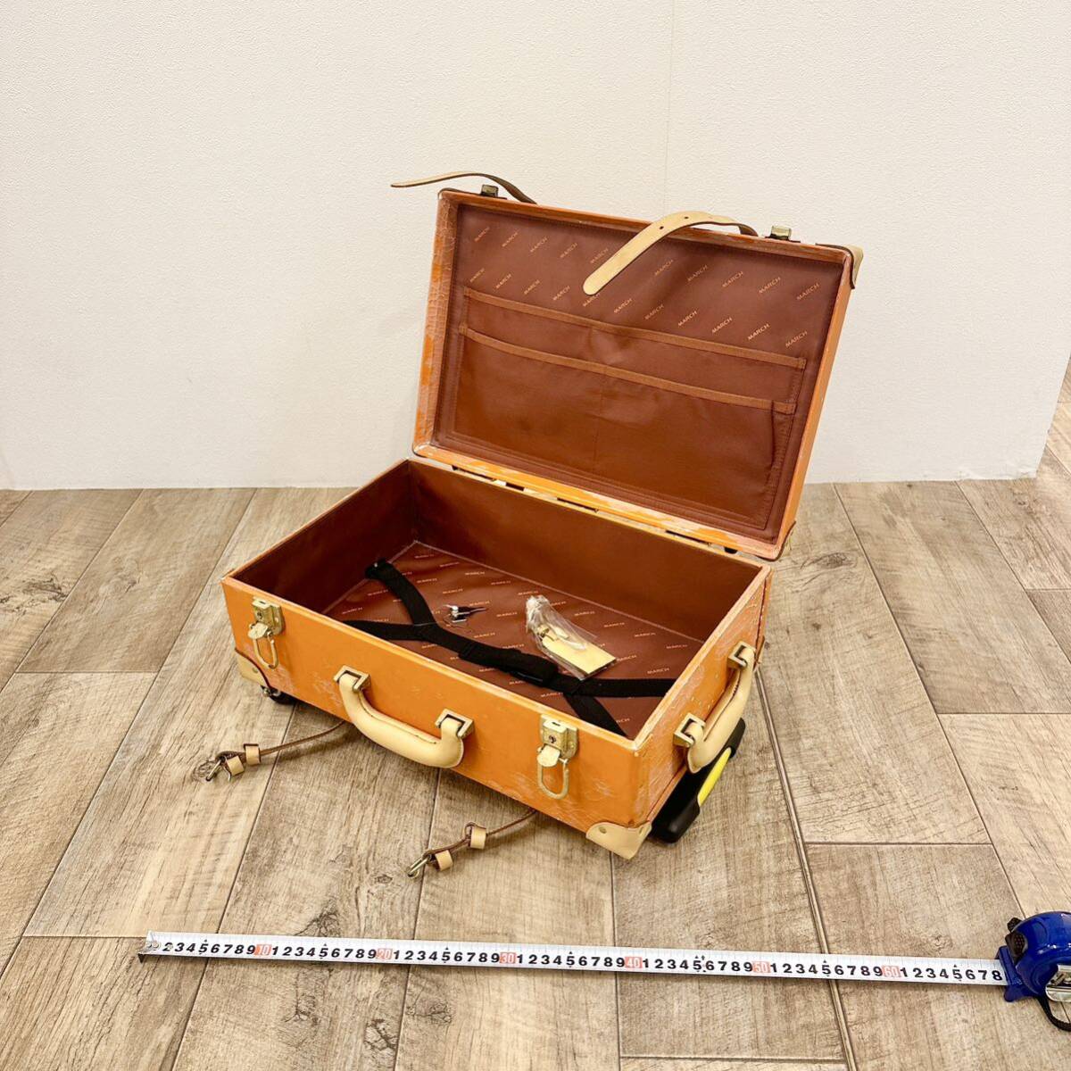 スーツケース キャリーケース 本革 ヌメ革 レザー フェイクレザー 旅行バッグ MARCH マーチ カギ付き 未使用品 経年劣化ありの画像5
