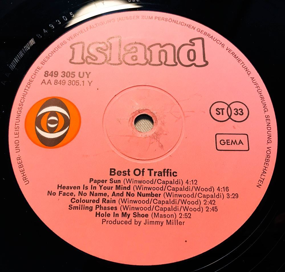 ◆69年 ドイツORG◆ TRAFFIC / BEST OF ◆ISLANDピンクEYEラベル/コーティングジャケット_画像2