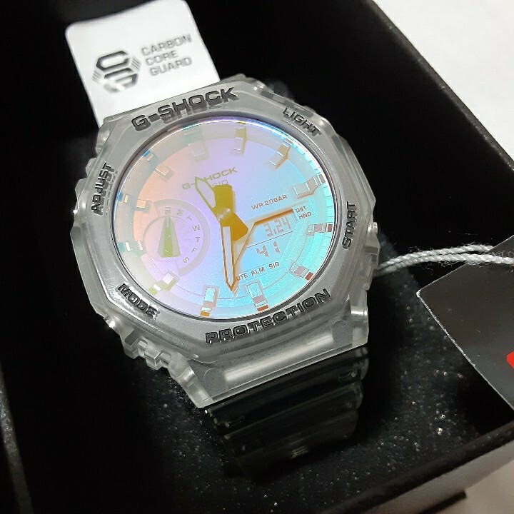 未使用 CASIO G-SHOCK カシオ Gショック GA-2100SRS-7AJF レインボー蒸着 スケルトン_画像3