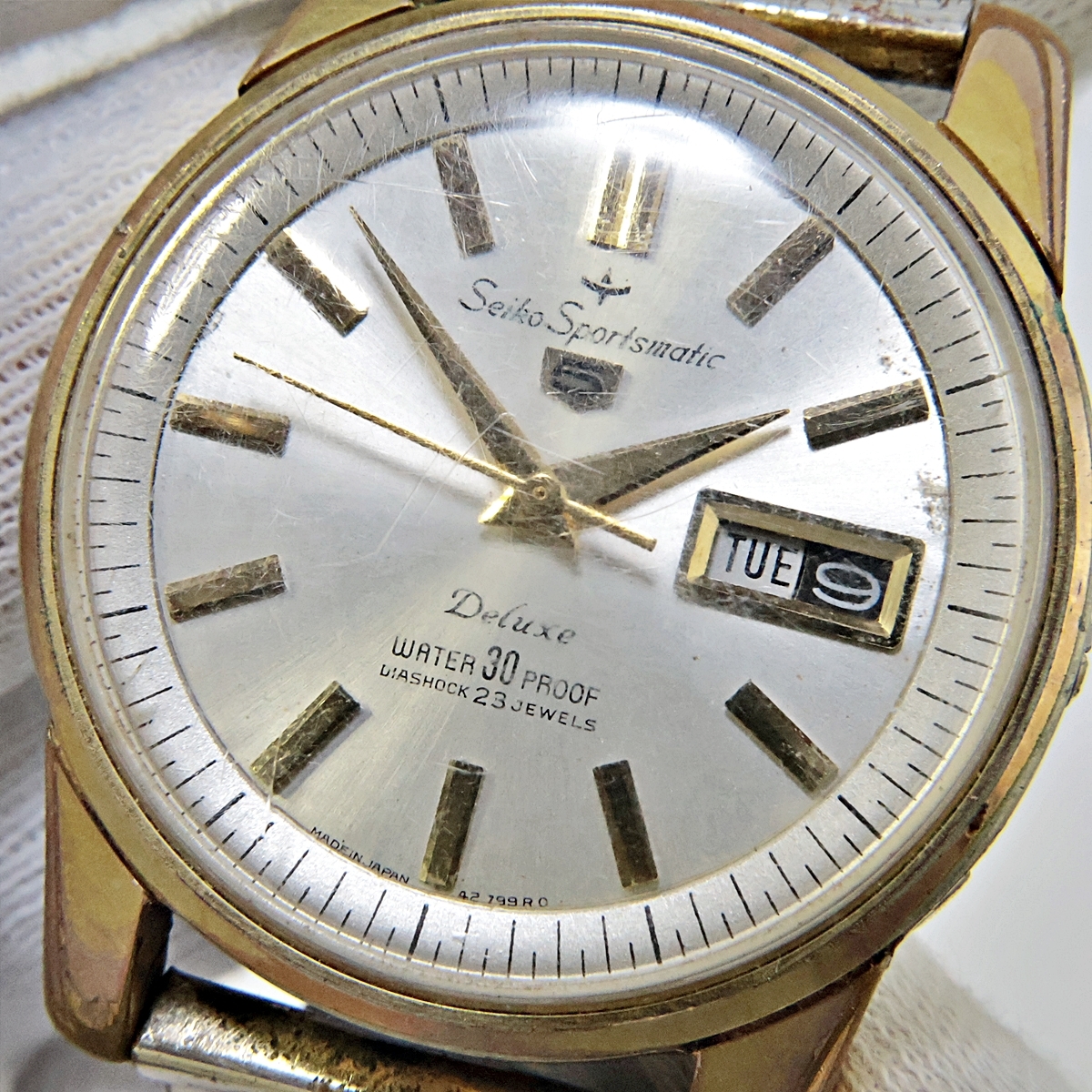 SEIKO SPORTSMATIC 5 DELUXE 427990 23石 セイコー スポーツマチック デラックス メンズ ヴィンテージ 自動巻き 腕時計 難有 003FEZFI74の画像3