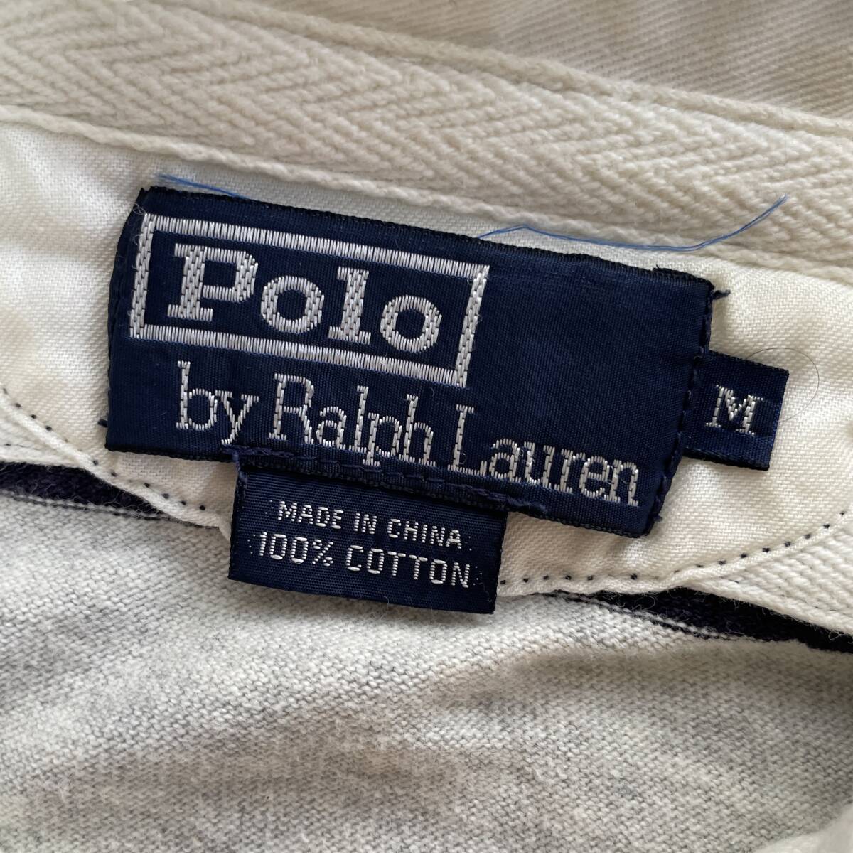 POLO Ralph Lauren ポロラルフローレン　半袖ラガーシャツ　Mサイズ　ボーダー　グレー/ネイビー