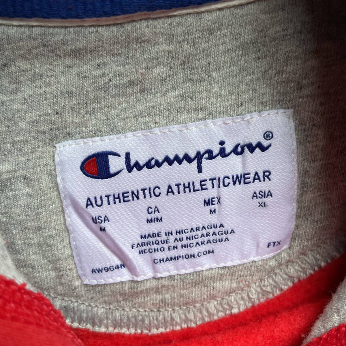 champion チャンピオン プリント ワンポイントロゴ プルオーバー パーカー レッド M_画像4