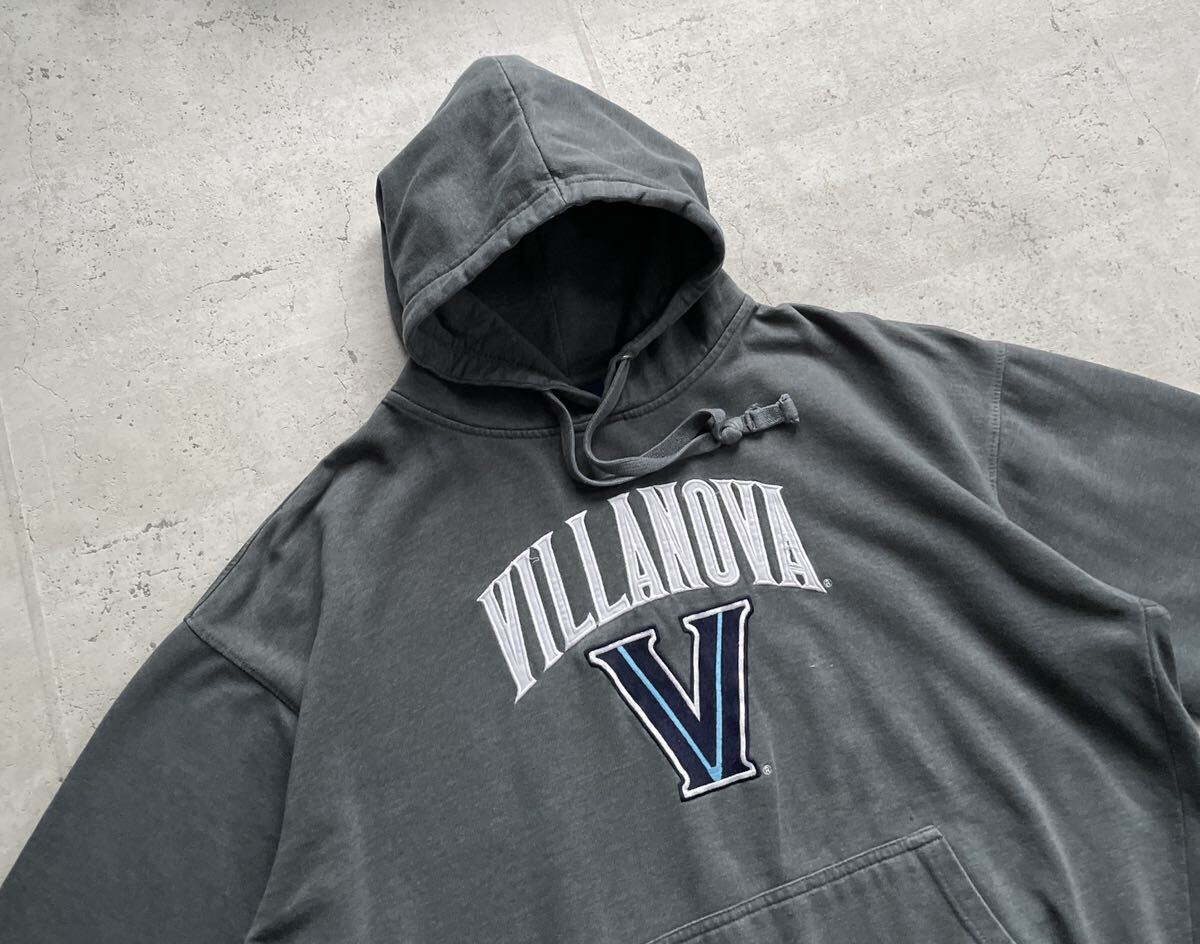 vintage 90's ovb ヘビーオンス カレッジロゴ VILLANOVA プルオーバーパーカー ダークグレー XXL_画像3