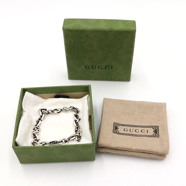 グッチ GUCCI インターロッキング チェーンブレス Ag925 GG アクセサリー【xx】【中古】4000060801200792の画像8