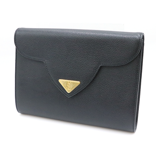 イヴサンローラン YSL YVES SAINT LAURENT ブラック レザー セカンドバッグ レディース 【xx】【中古】4000001801703202_画像1