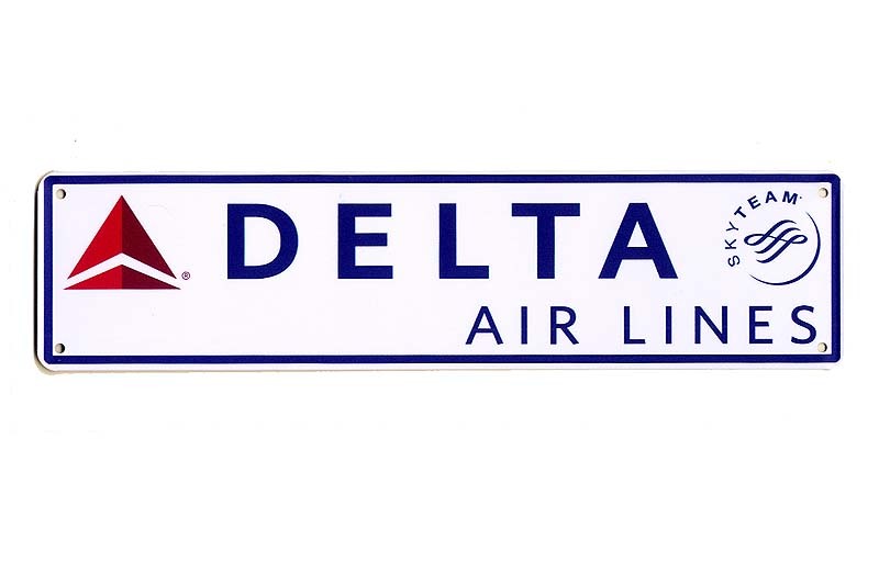 デルタ航空 DELTA AIR LINES 横長型 約４０センチ アメリカンブリキ看板 ストリートサイン メタルプレート_画像1