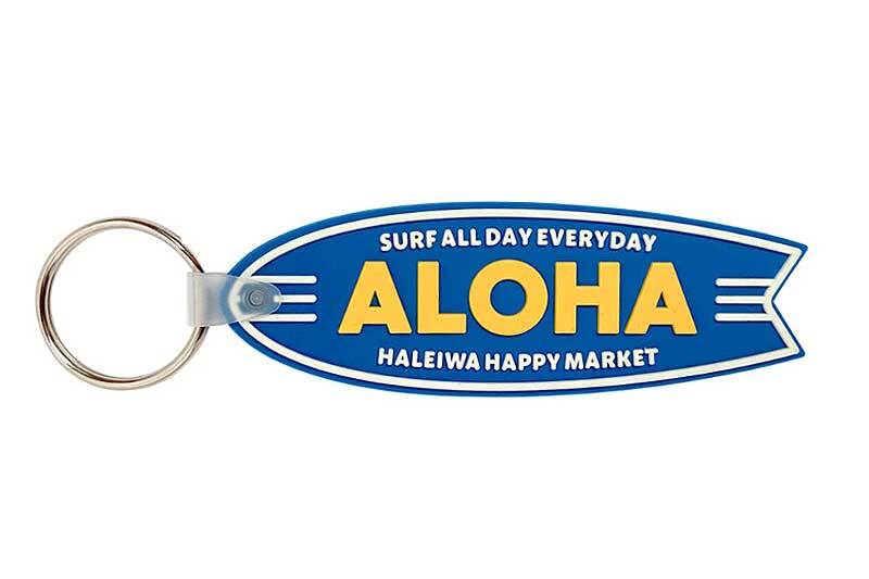 サーフボード型 HALEIWA HAPPY MARKET キーホルダー キーリング ブルー ラバー製 ハレイワハッピーマーケット_画像1