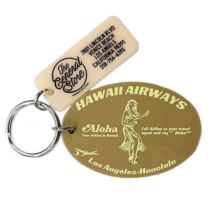 HAWAII AIRWAYS フラガール柄 キーホルダー ブラウン アクリル製 ハワイ 航空 ハワイアン ハワイ 雑貨 アメリカ 雑貨 アメリカン雑貨の画像1
