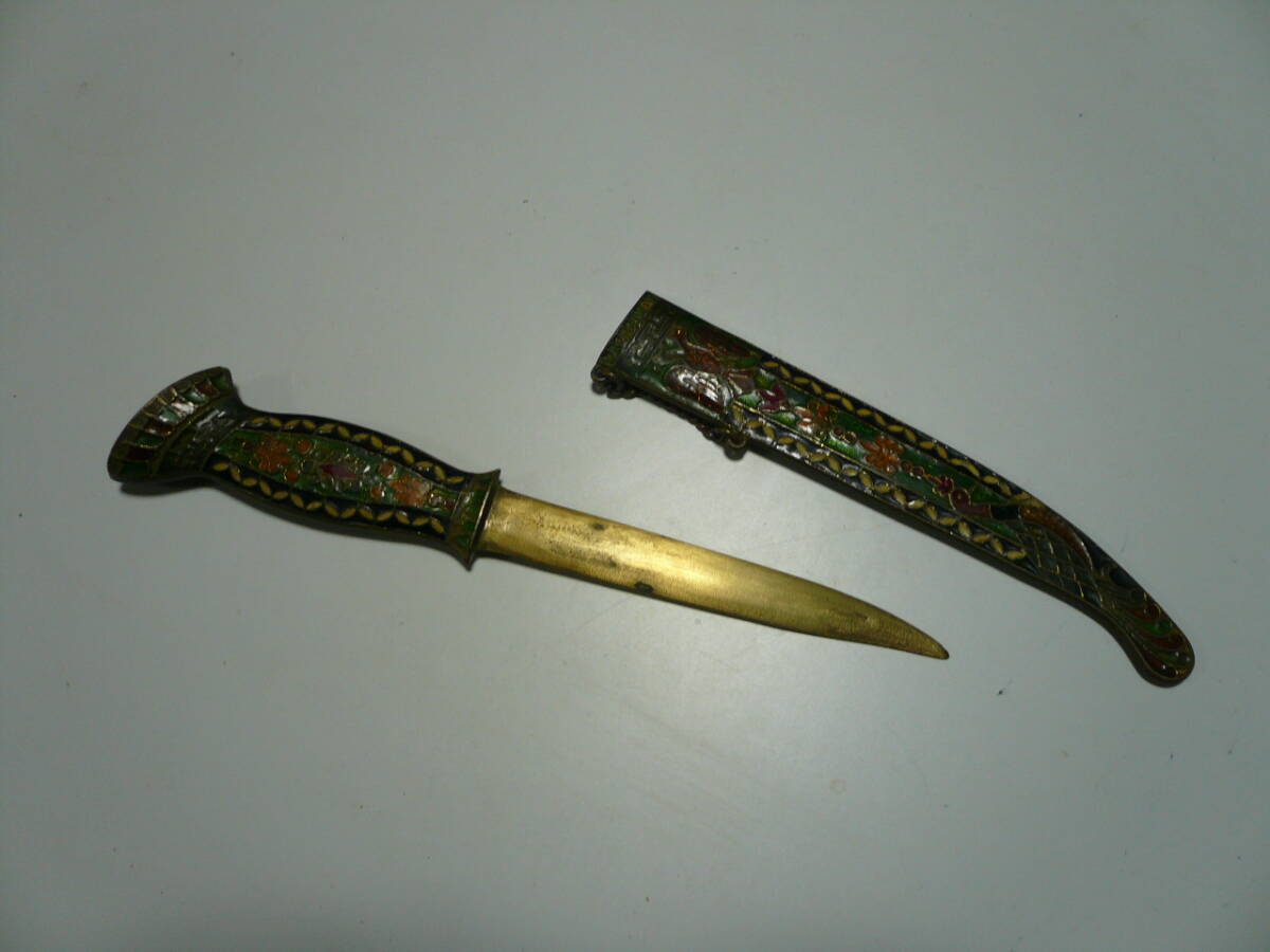 ◆ペーパーナイフ 民族 金属鞘 レプリカ 真鍮 ナイフ_画像2