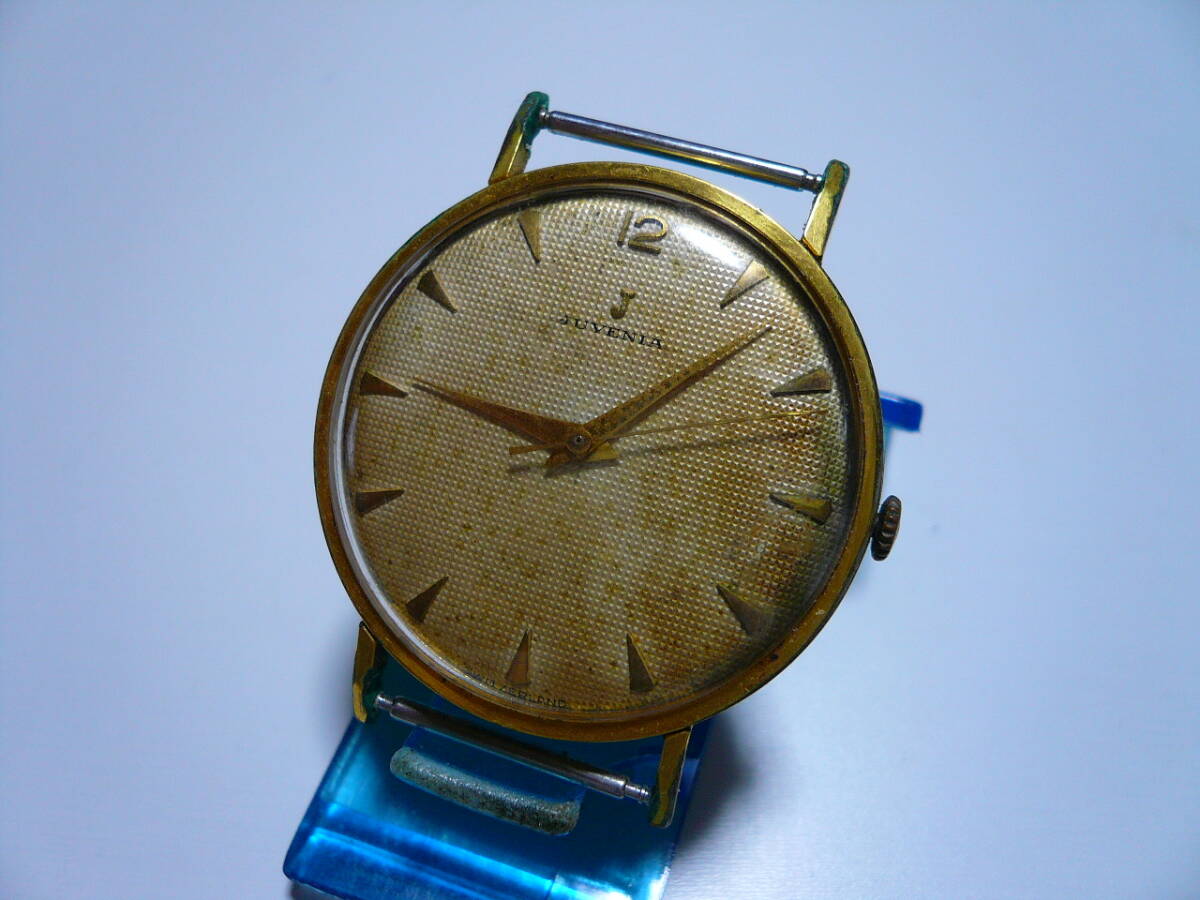 ★アンティーク JUVENIA 手巻き メンズ時計 SWISS製 ギョーシェ彫の画像6