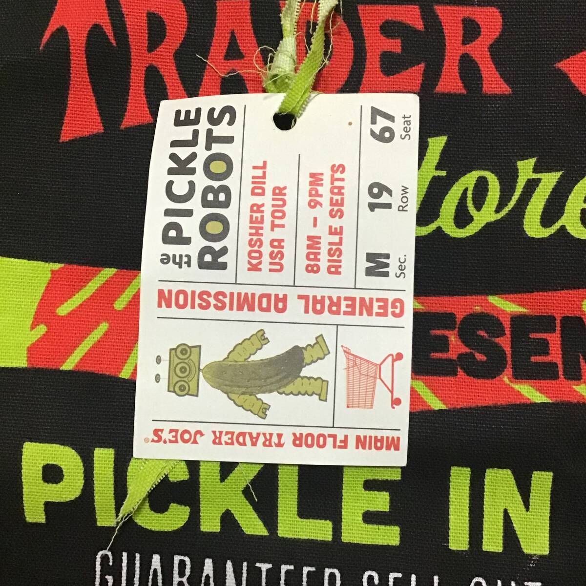 【新品未使用】Trader Joe's トレジョ エコ トートバッグ 瓶詰めピクルス ピクルスロボット チーズバーガー オールオーバープリント
