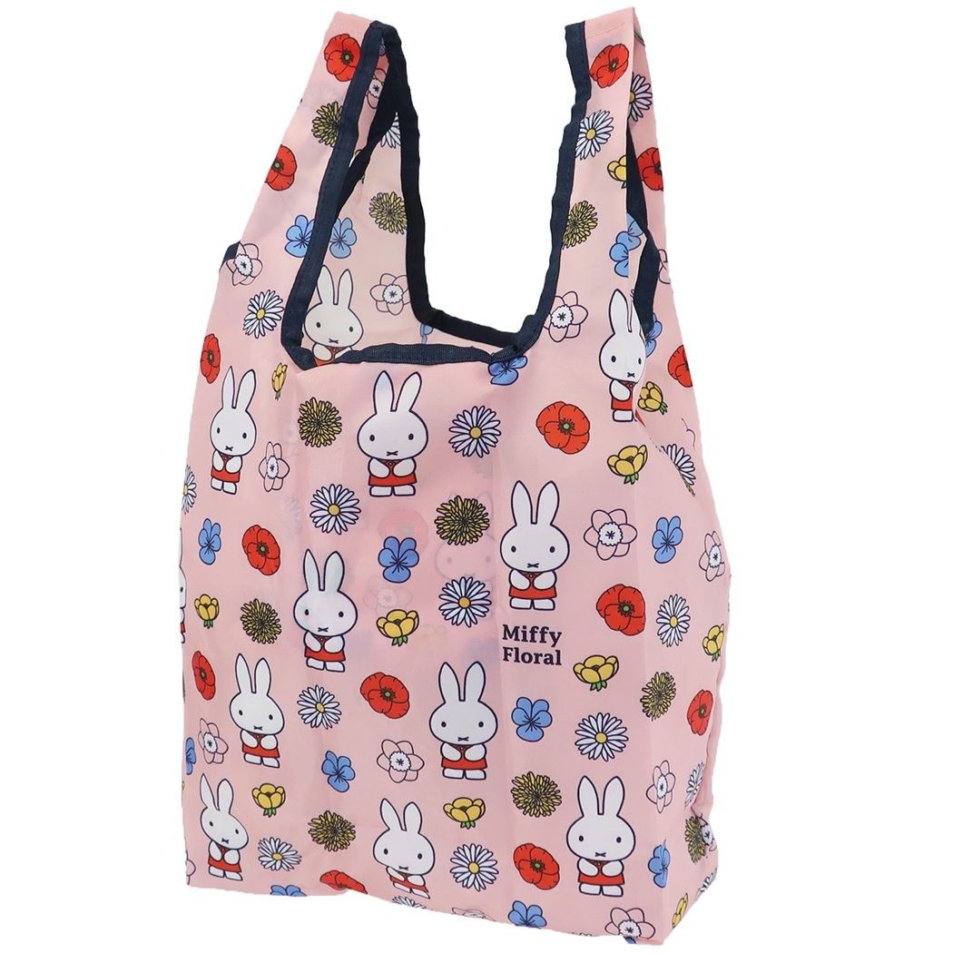 【エコバッグ】ミッフィー ショッピングバッグ miffy floral ピンク