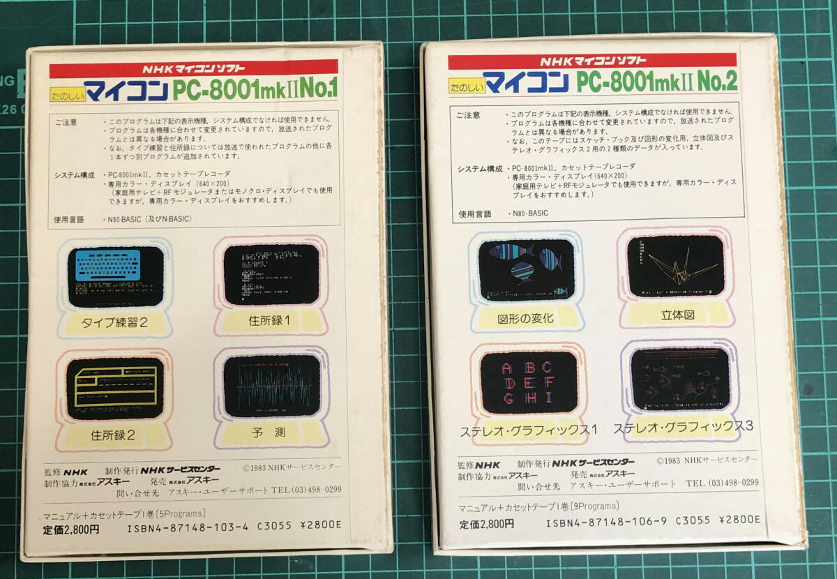 NEC PC-8001 mkⅡ 用 ソフト たのしい マイコンのNo.1とNo.2のカセットテープ合計２本とケースのみ 現状ジャンク品_ケースの裏側