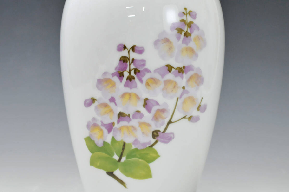 大倉陶園　造　花瓶　桐の花　金縁花器　木箱　高さ：22cm　●　フラワーベース　OKURA　0301145-1_画像7