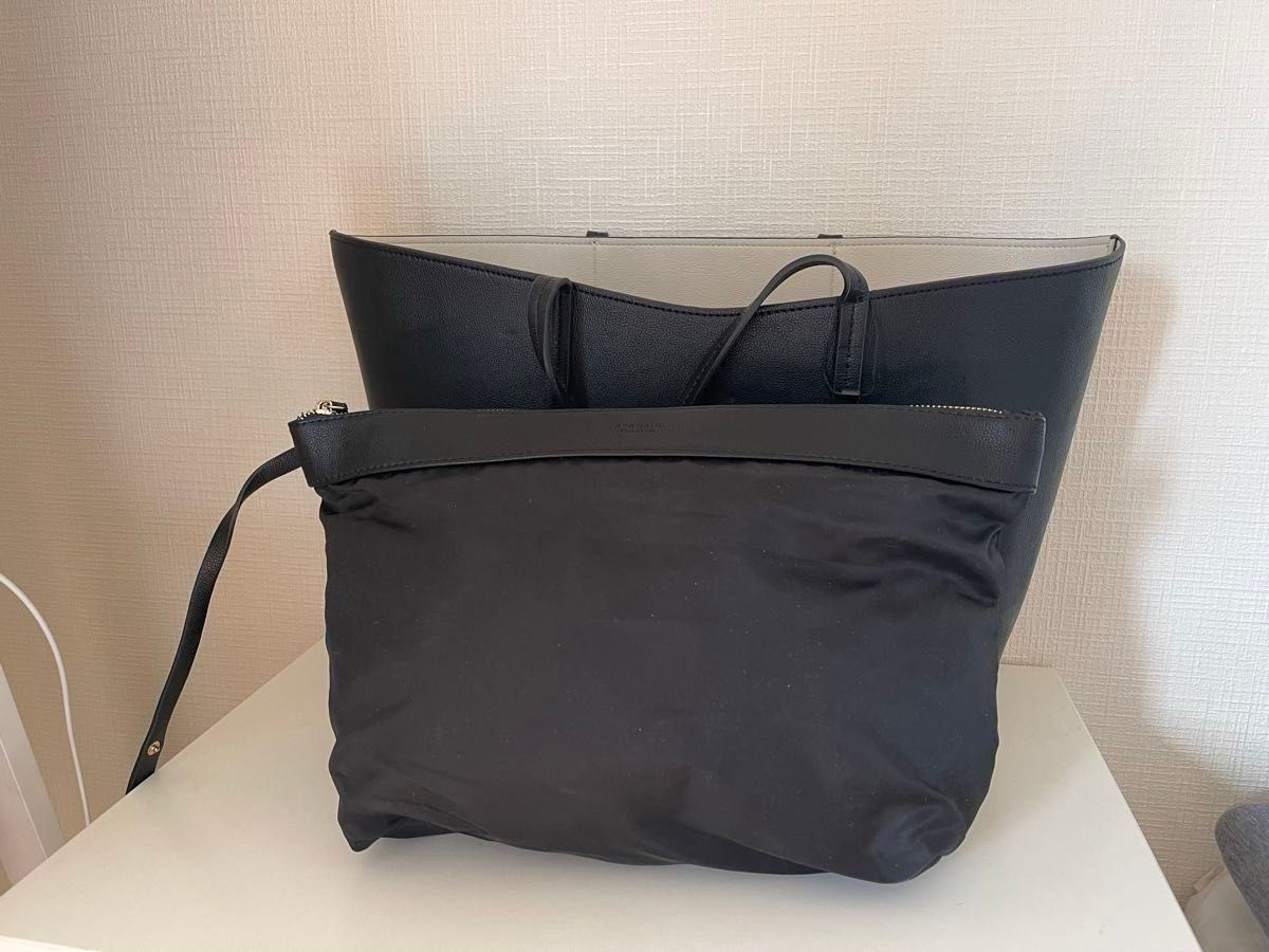 [Zara] ザラ セット　トラベル ワーク トートバッグ 書類かばん A4 PUレザー + クラッチバッグ