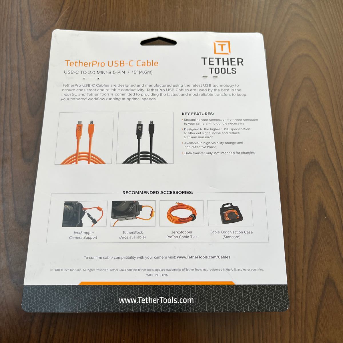 603p0134☆ 【国内正規品】TetherTools テザーツールズ TetherPro USB-C to 2.0 Mini-B 5-Pin, 15' (4.6m) OR CUC2415-ORG