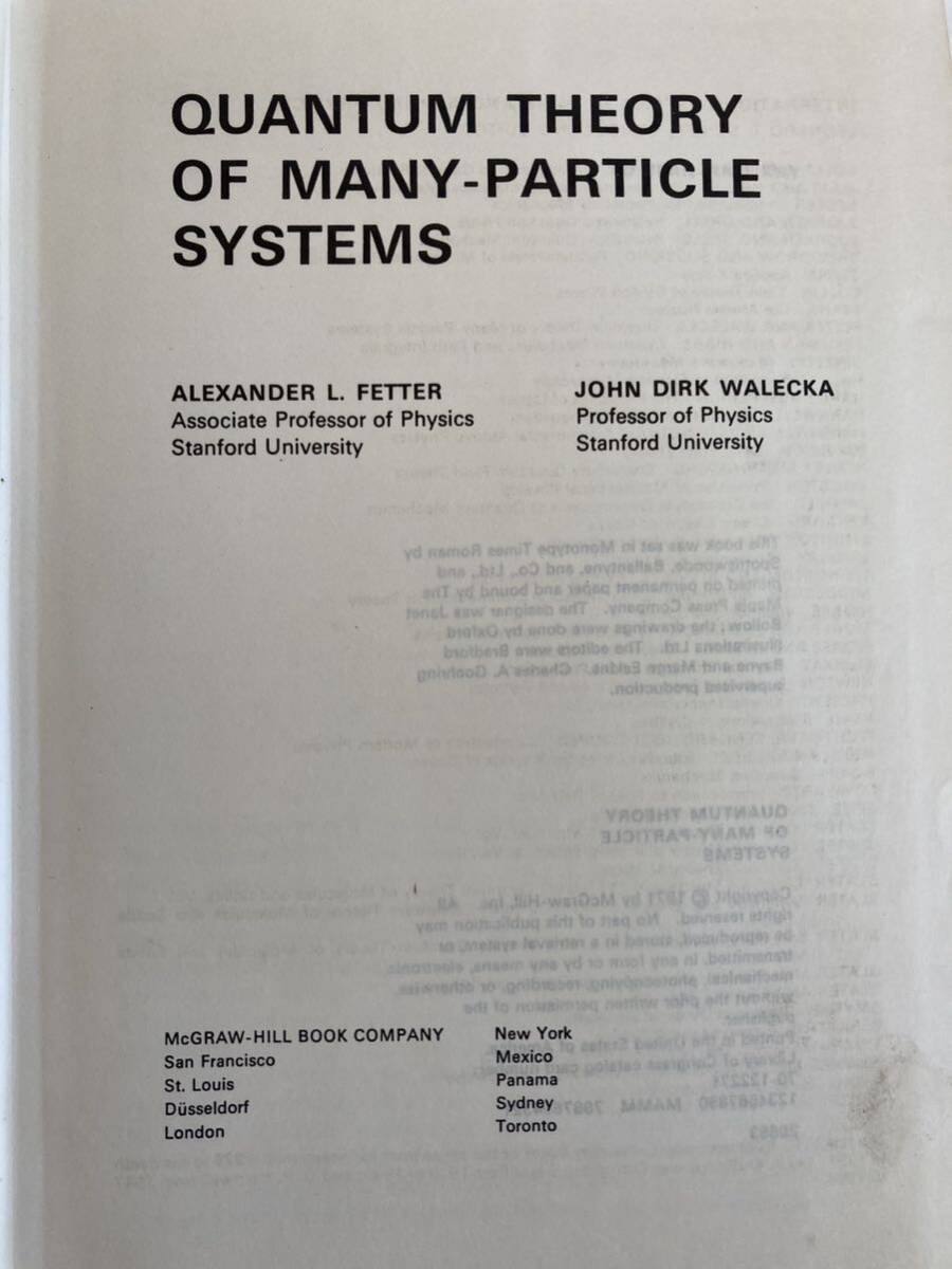 洋書、外国語書籍 Quantum theory of many-particle systems Fetter, Alexander L. Walecka, John Dirk - 洋書、外国語書籍 洋書、外国語書籍 Quantum theory of many-particle systems Fetter, Alexander L. Walecka, John Dirk - 洋書、外国語書籍