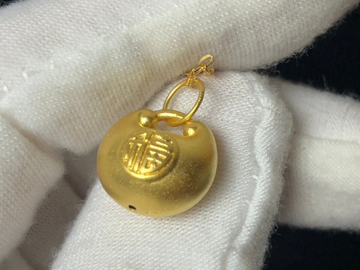 ゴールドペンダント 福字紋 999足金刻印有り 金貨 ネックレス 重2.1 g_画像4