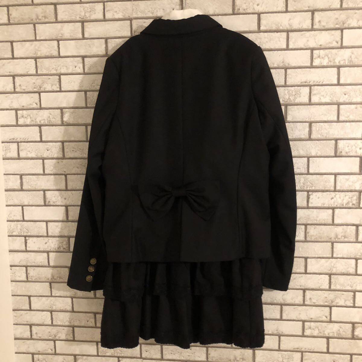 SISTER JENNI シスタージェニー セットアップ 150 ブラック ジャケット スカート 発表会 入学式 卒業式 リボン 制服 ブレザー_画像2