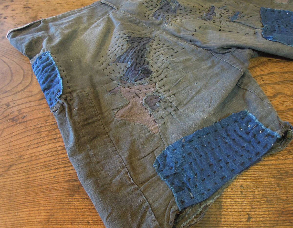 ボロ 木綿 短パン ビンテージ 継ぎ接ぎ 刺し子 襤褸 昭和レトロ 古着 vintage pants boro cotton_画像7