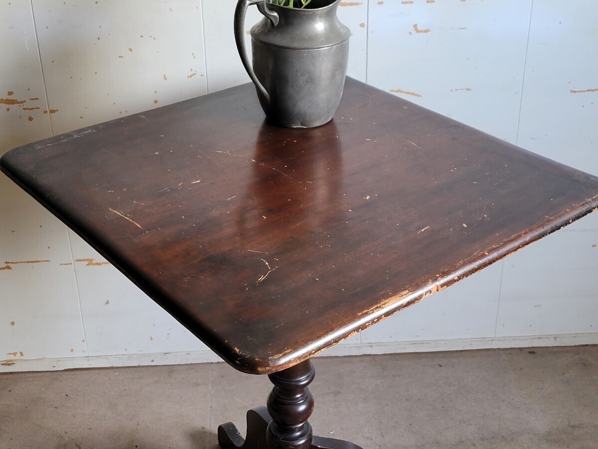 英国製 パブテーブル アンティーク ハイテーブル 木製 ろくろ脚 サイドテーブル イギリスビンテージ家具 ディスプレイ台 花台 飾り台の画像7