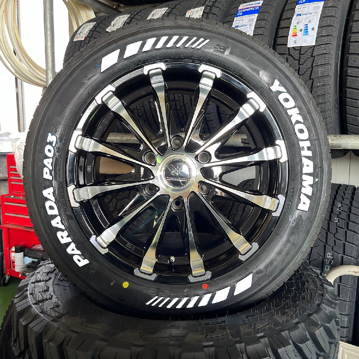 【200系ハイエース専用設計】車検対応 17インチタイヤホイールセット 215/60R17 ヨコハマ パラダ ホワイトレター 4本セット BD12 夏タイヤ_画像4