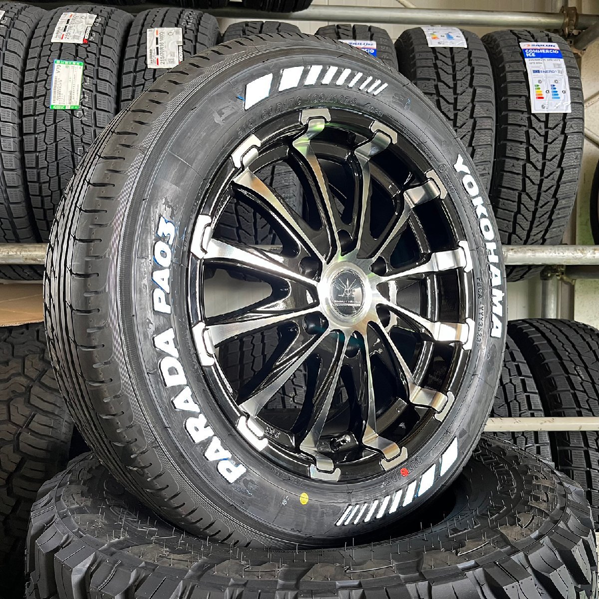 【新品】車検対応 ハイエース200系 夏タイヤ ホイール4本セット 215/60R17 ヨコハマ パラダ 17インチ ホワイトレターBD12 新品 YOKOHAMA_画像2