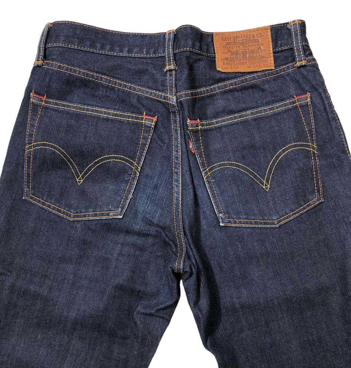 ● LEVI'S リーバイス ● 濃紺 LOT702 ロゴ ラベル インディゴデニム ジーンズ W31L33_画像3