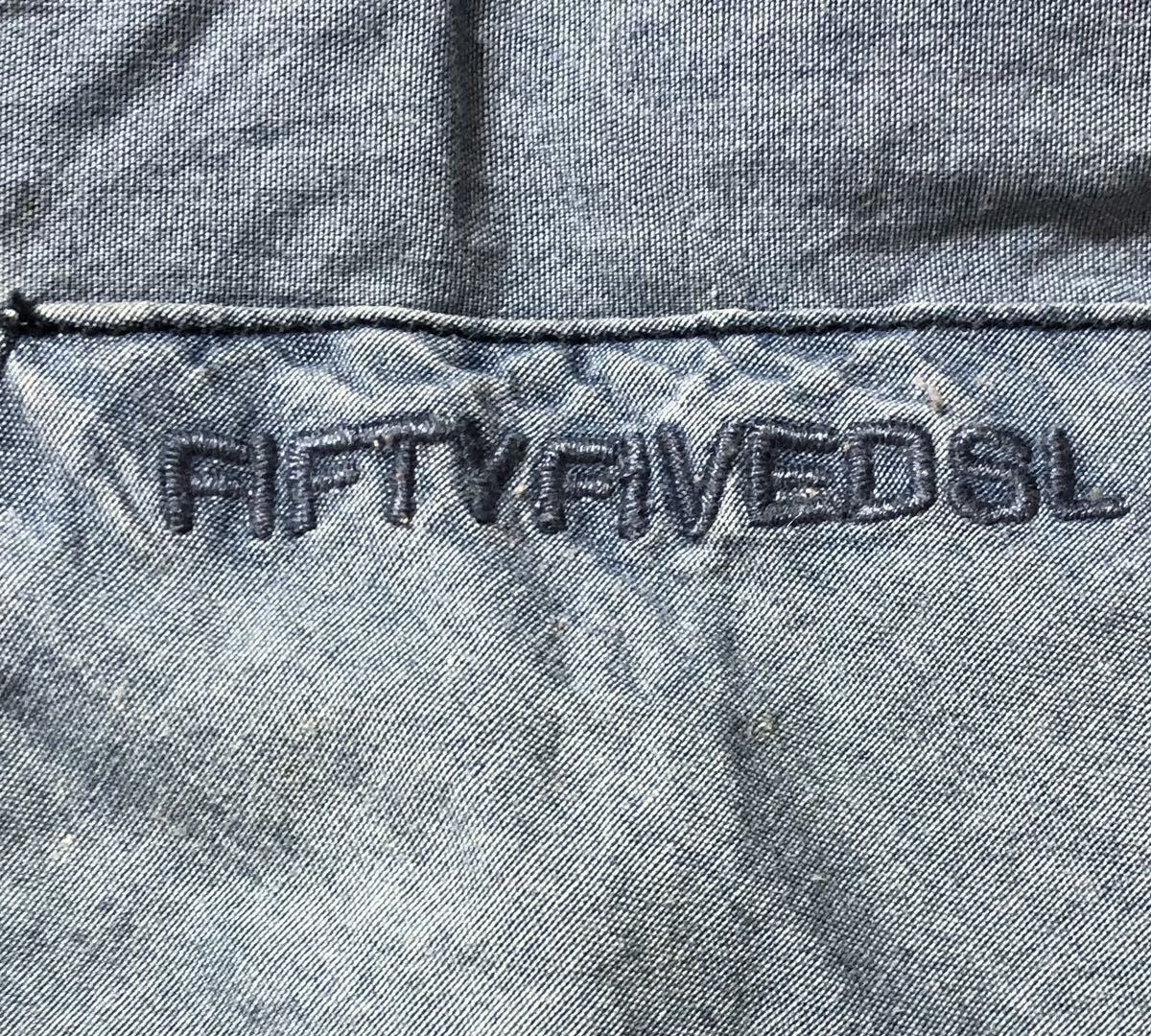 ■ 55DSL フィフティーファイブ ディーエスエル DIESEL ディーゼル ■ ロゴ 刺繍 半袖 デニム ボタン シャツ インディゴブルー L_画像5