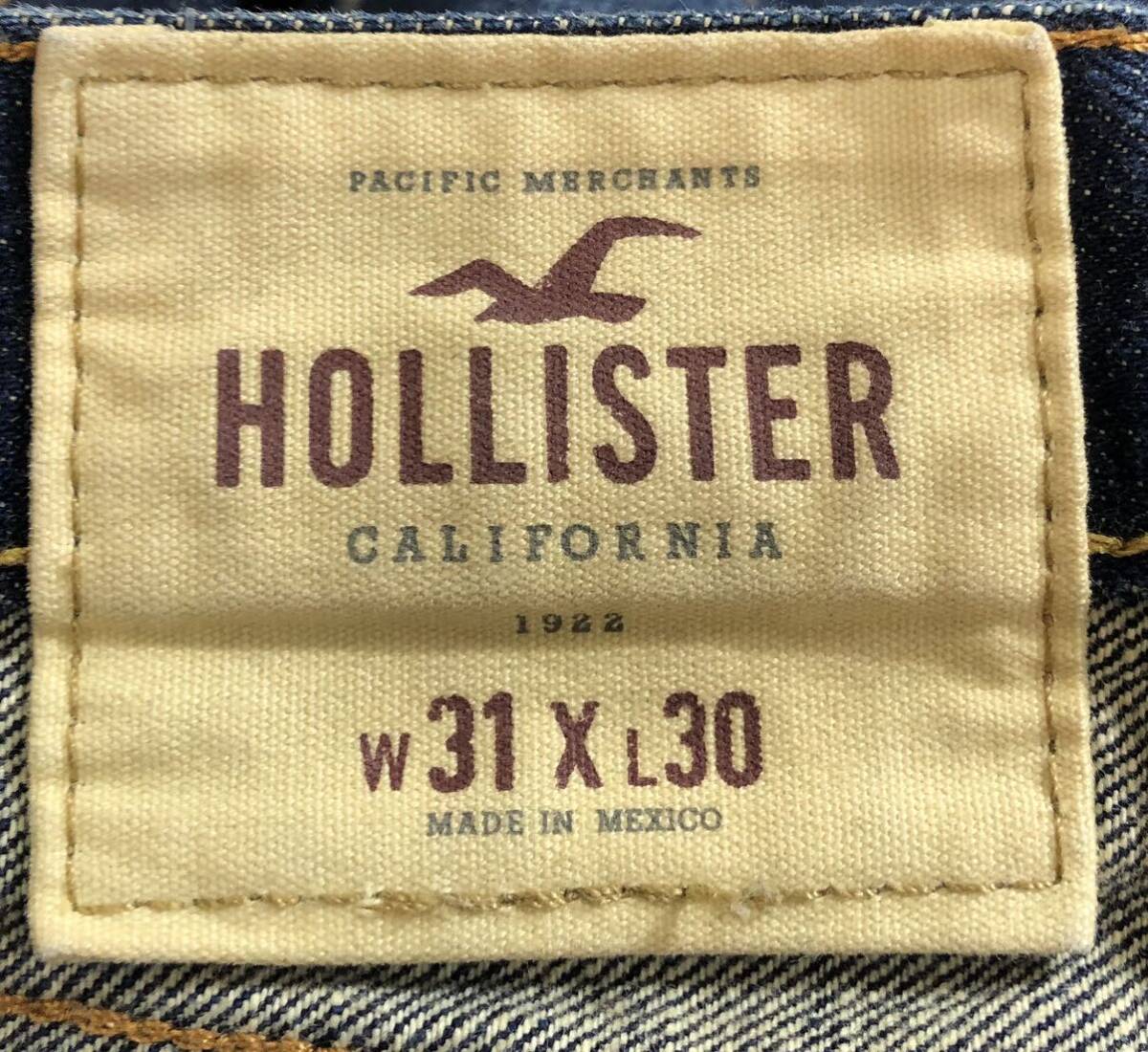 ■ HOLLISTER ホリスター アバクロ ■ ロゴ パッチ ユーズド色落ち ダメージ加工 デニム インディゴブルー W31/L30_画像6