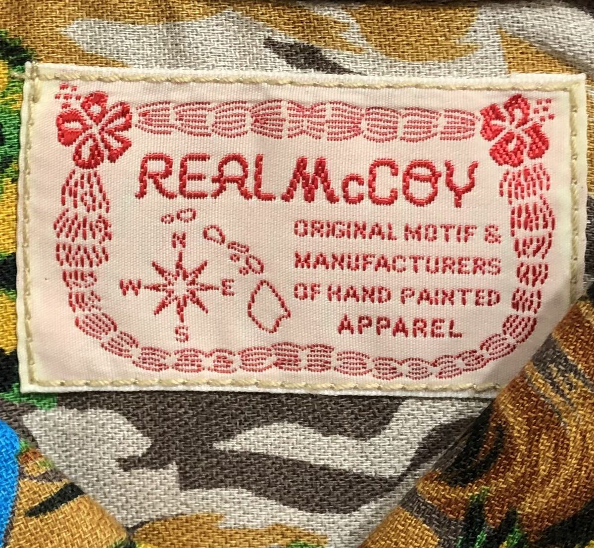 未着用 タグ付 定価 1.2万 ■ REAL McCOY リアル マッコイ ■ カウボーイ 総柄 プリント 半袖 アロハシャツ ブラウン S_画像5