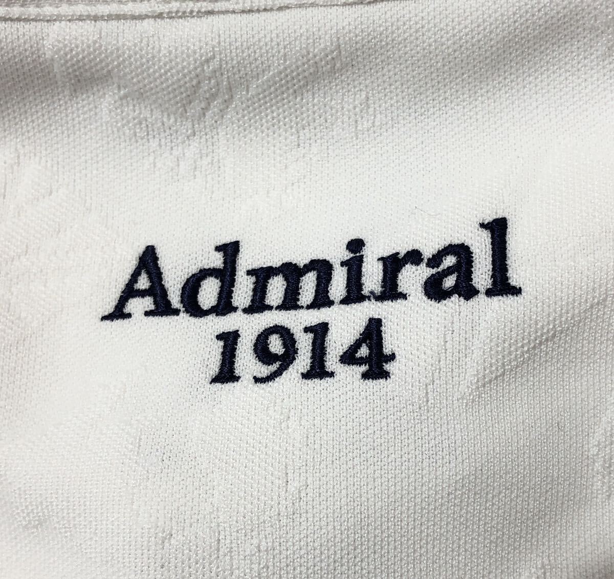 ● Admiral GOLF アドミラル ゴルフ ● ロゴ 刺繍 国旗 総織柄 半袖 ゴルフ ポロシャツ ホワイト M_画像6