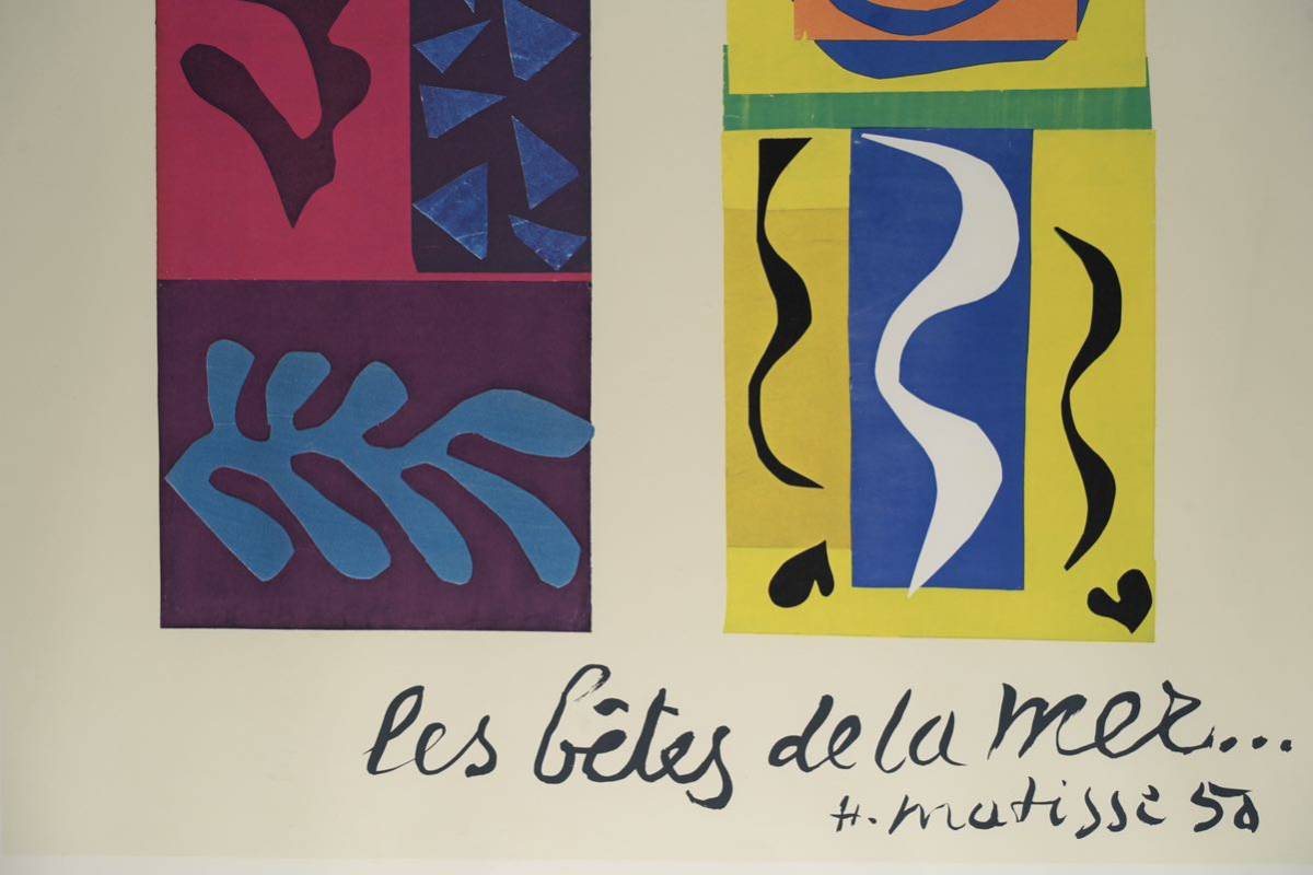 真作 アンリ・マティス Henri Matisse「Beasts Of the Sea」特大リトグラフポスター 画寸(47cmx91cm) No.2650 正規品保証の画像6