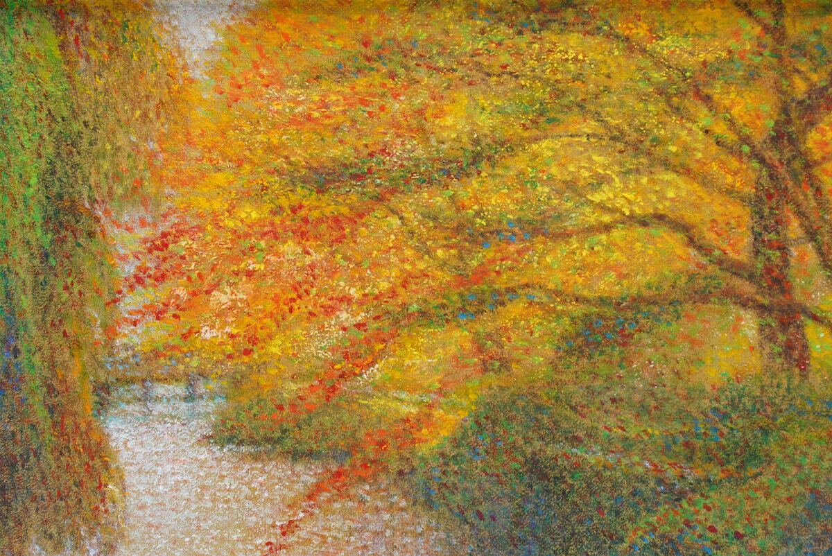  genuine work Sato ..[.. Shirakawa ] autograph oil painting F4 number (33.5cmx24.5cm) autograph * reverse side paper equipped fine art market publication real power painter . island . Saburou ...... autumn color dyeing . point .