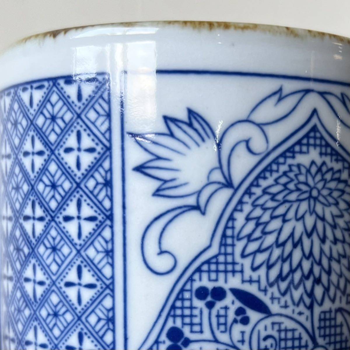 3個set ストーンウェア ブルー 銅板柄 マグカップ デッドストック 陶器 検: コーヒーカップ カフェオレ レトロ ビンテージ アンティークの画像7