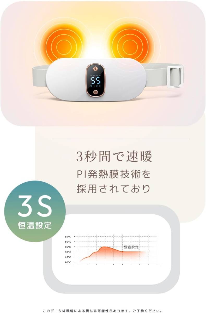 腹部 腰ベルト サポーター 温熱 軽量 充電式 生理痛 振動 Galactia_画像8