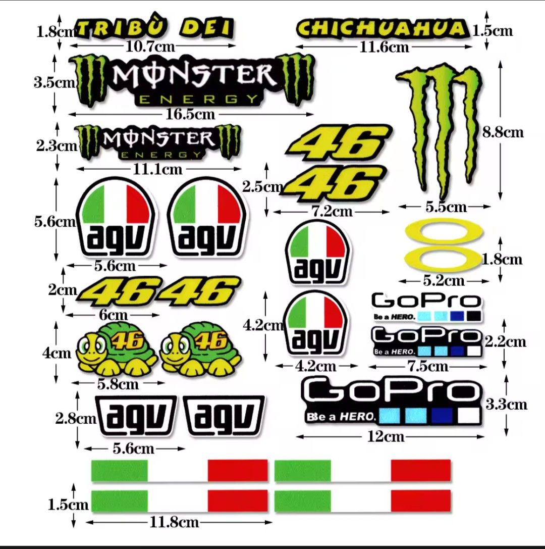 反射　VR46　ロッシ バイクステッカー / ヘルメットステッカー  / モンスターエナジー   アクセサリー AGV　デカール