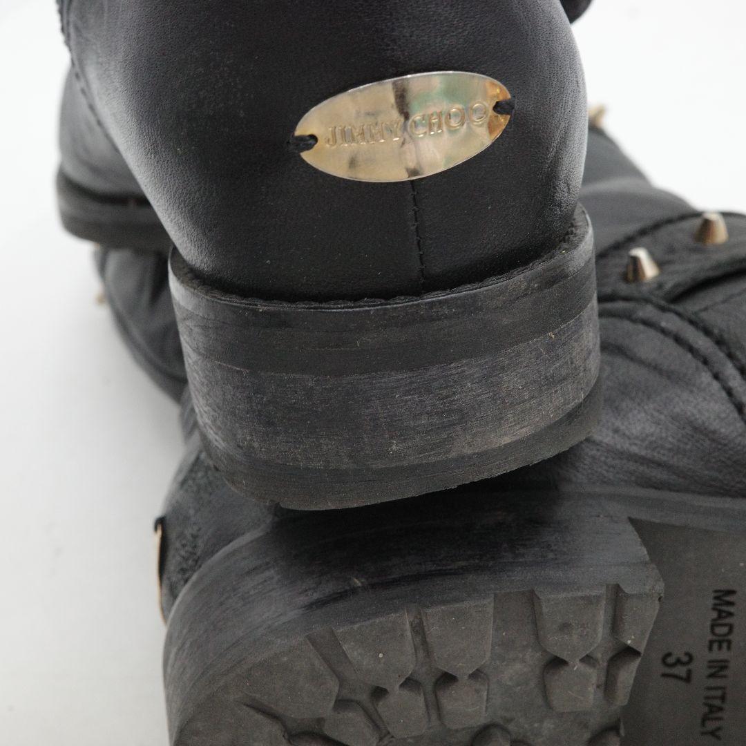 JIMMY CHOO ジミーチュウ スタッズ レザーブーツ 37 約 23.5cm ブラック 本革 イタリア製 高級靴 正規品 クリーニング済み_画像6