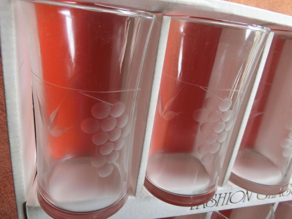 ●昭和レトロのタンブラー 切子 FASHION GLASS １０ピース すずなり葡萄