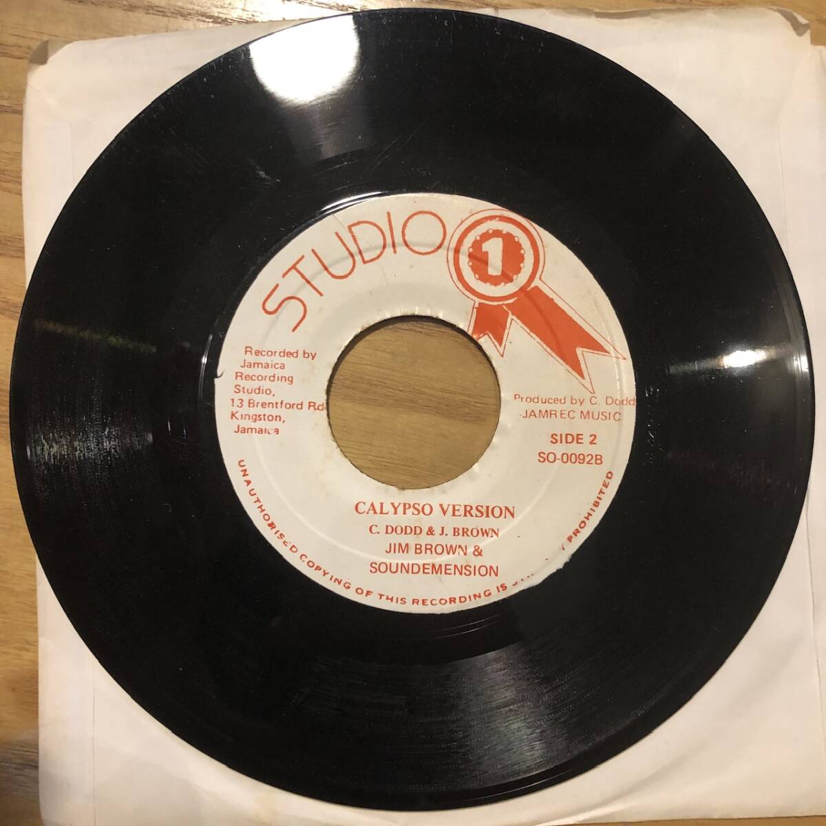 ★ jim brown ★ calypso calypso / studio 1 中古 レゲエ answerオケ 7インチ_画像1