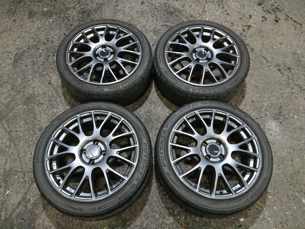 ★H298 R53【TANABE SSR GTV04 メッシュ】17インチ 7J +42 PCD100 4穴 4本 BS 205/45R17 軽量_画像1