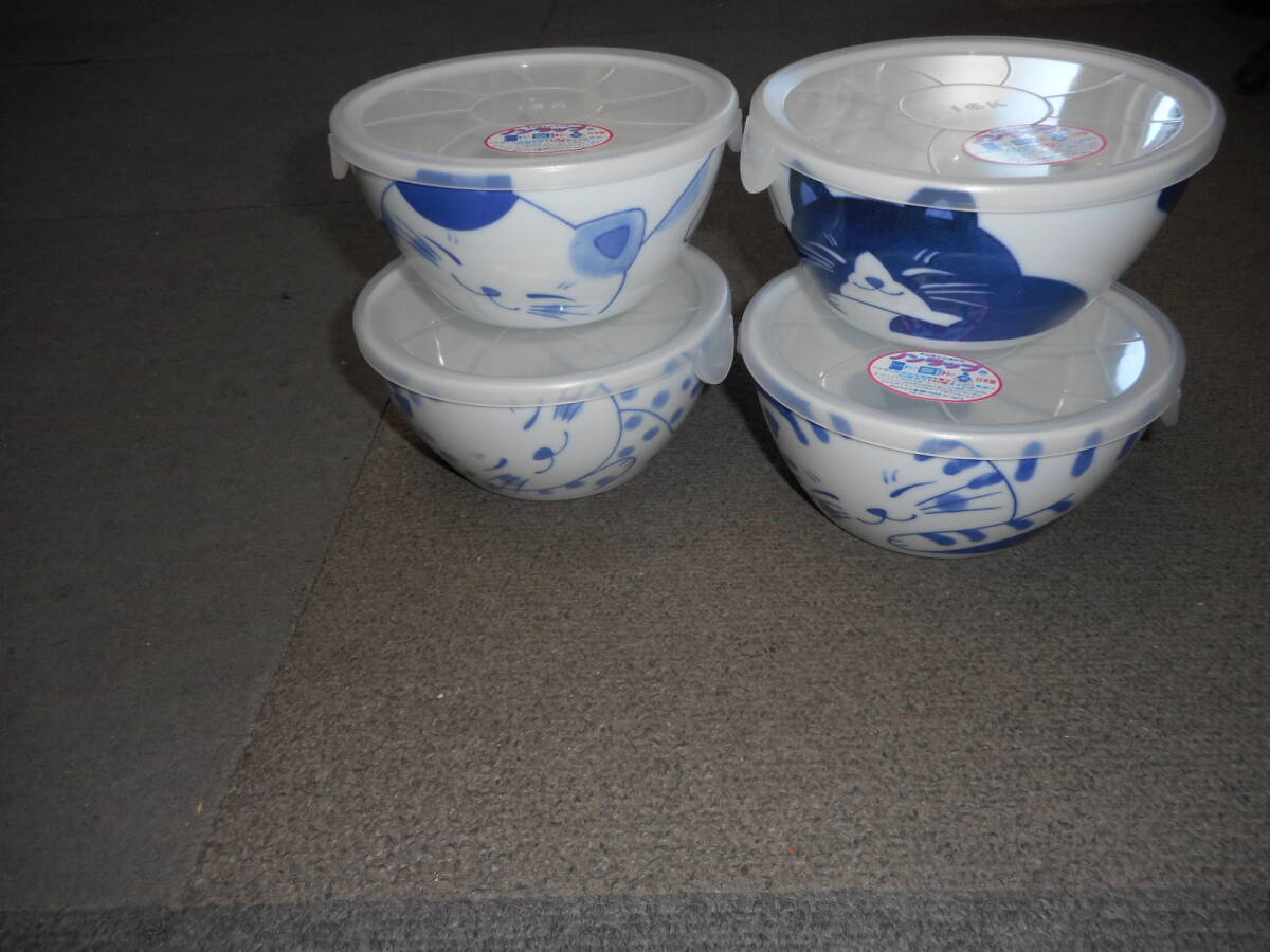 藍染ねこノンラップパック 大４柄組 日本製美濃焼 新品未使用（トラとハチワレとブチとミケ）陶磁器製の画像3
