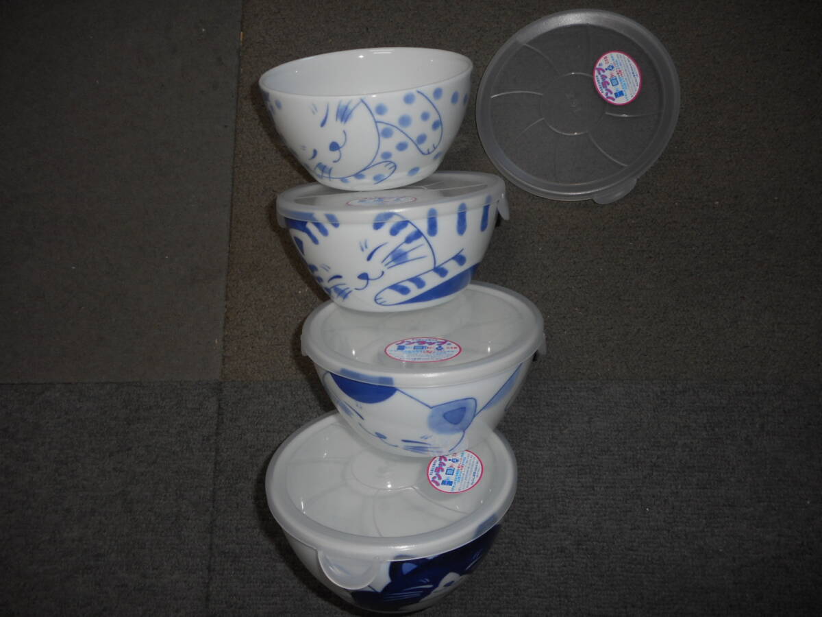藍染ねこノンラップパック 大４柄組 日本製美濃焼 新品未使用（トラとハチワレとブチとミケ）陶磁器製の画像2